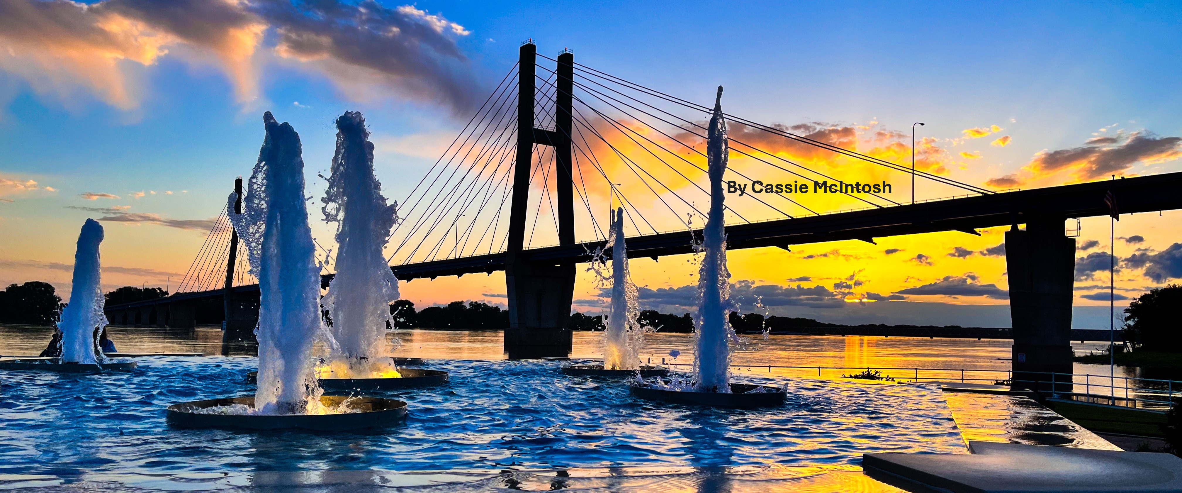Bayview Bridge - fountain 2 - Sunset - Cassie McIntosh 3.JPG